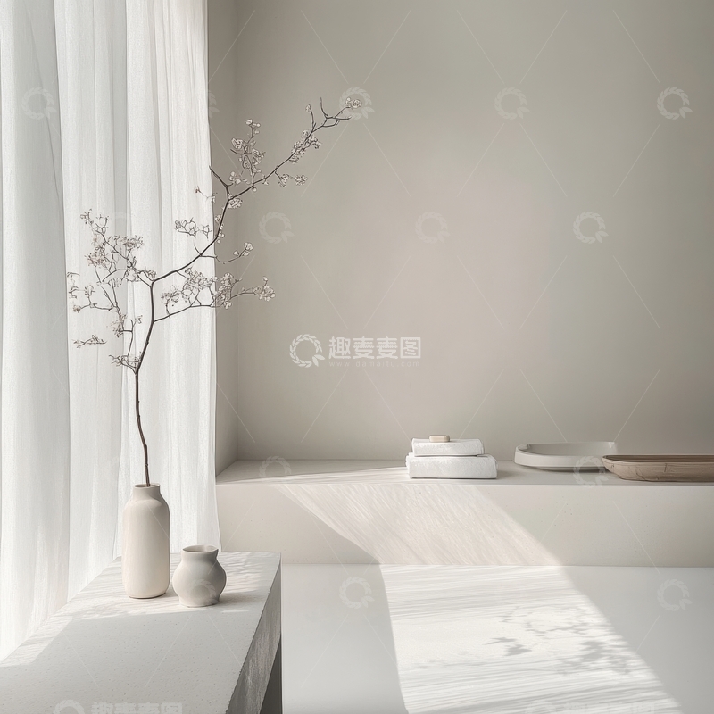 高清大图下载【趣麦麦图】简约室内设计，自然光与装饰品的和谐