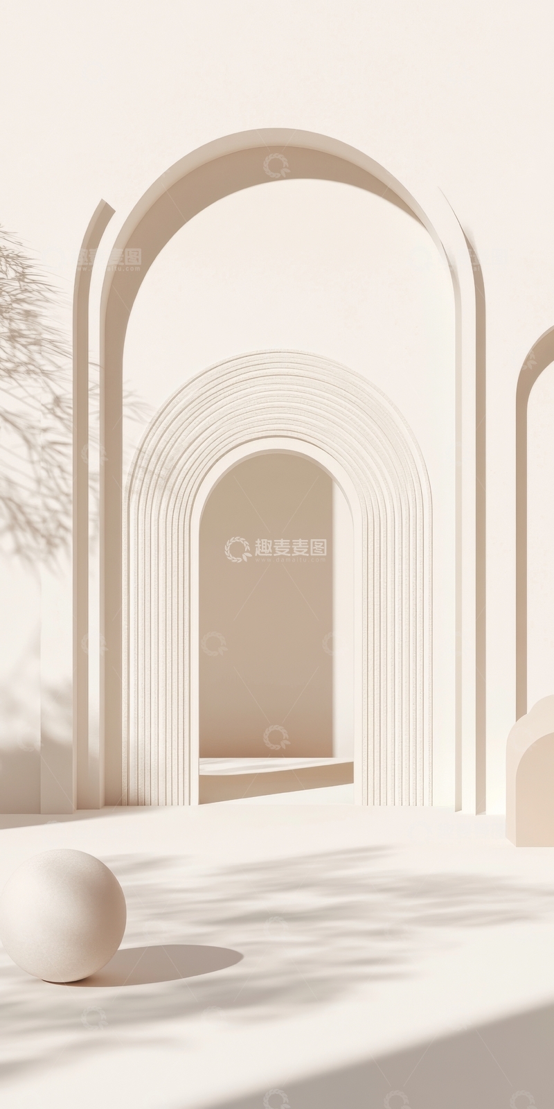 高清大图下载【趣麦麦图】简约拱门结构与光影效果