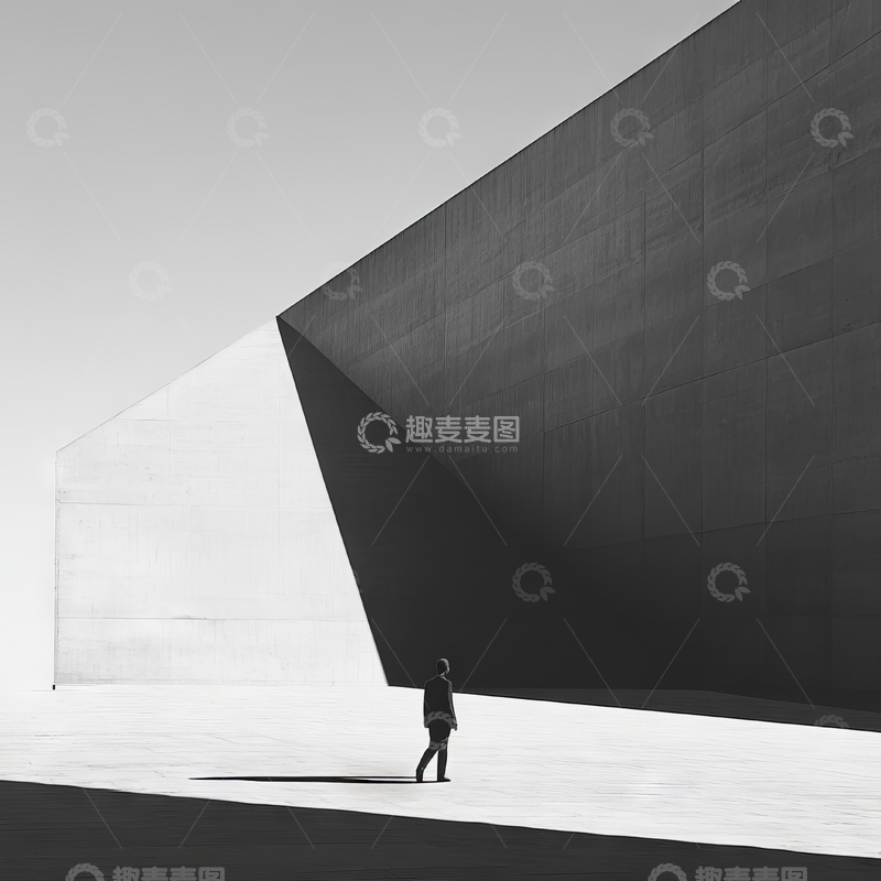 高清大图下载【趣麦麦图】黑白色调中的人与建筑