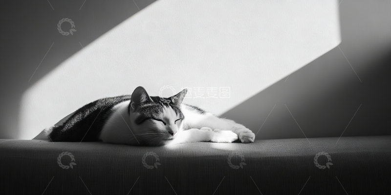 高清大图下载【趣麦麦图】黑白光影中的猫咪