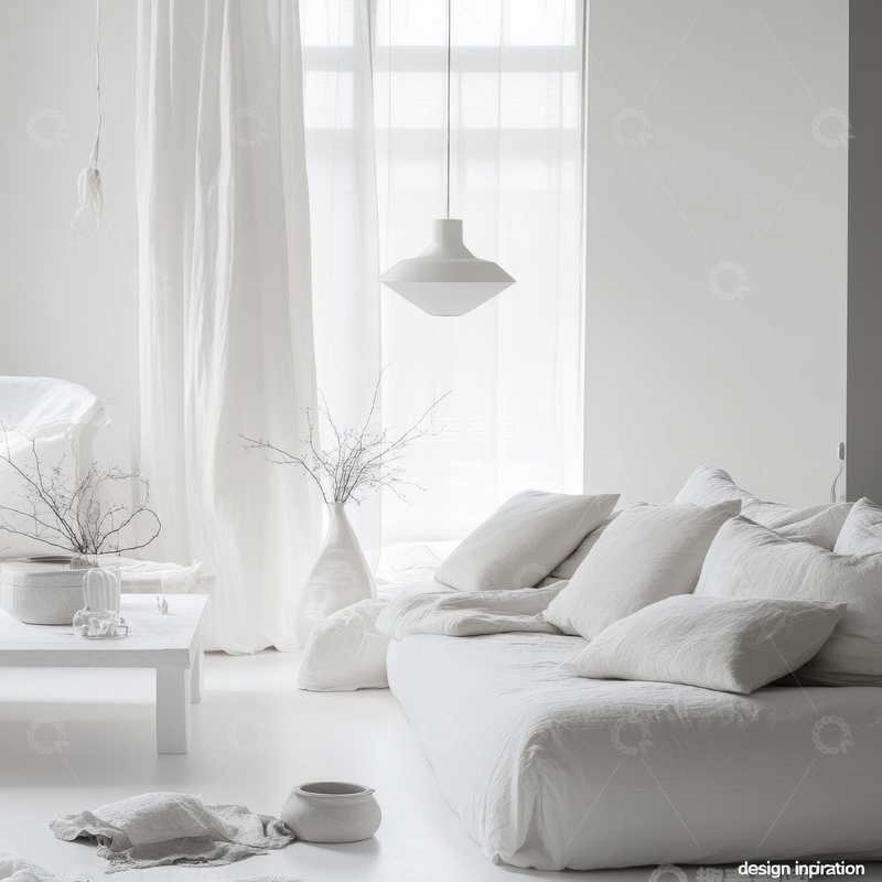 高清大图下载【趣麦麦图】简约白色客厅设计