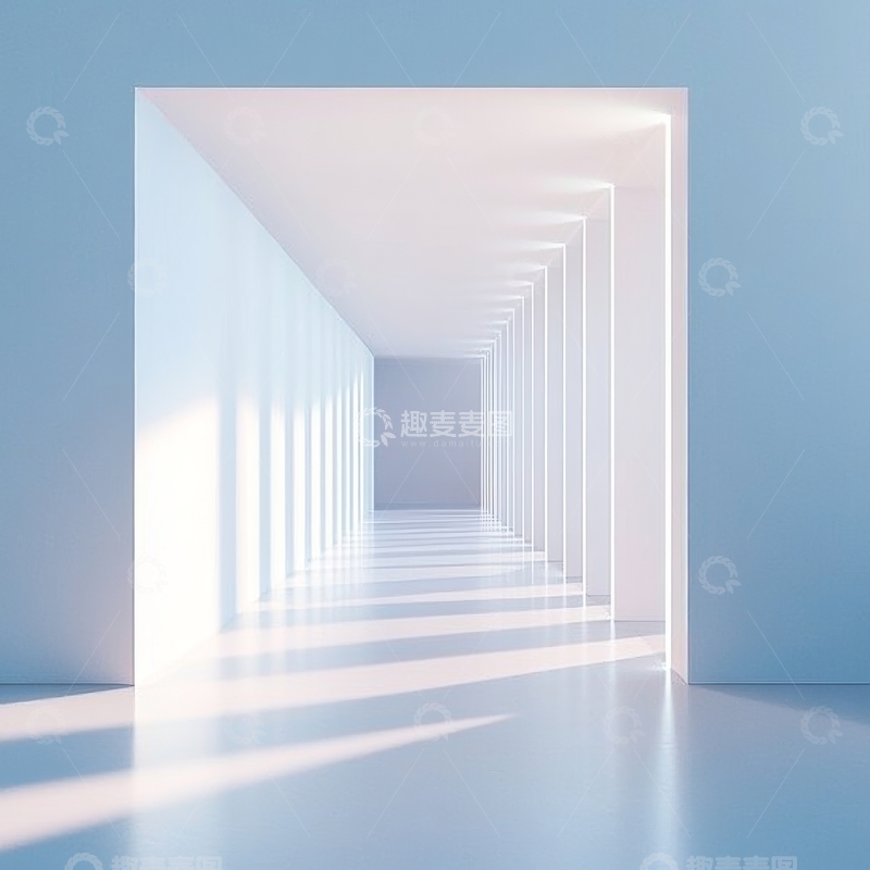 高清大图下载【趣麦麦图】明亮走廊的几何光影效果