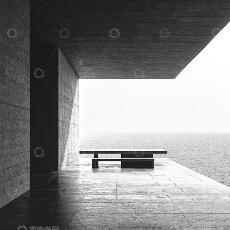 高清大图下载【趣麦麦图】现代建筑露台与海景