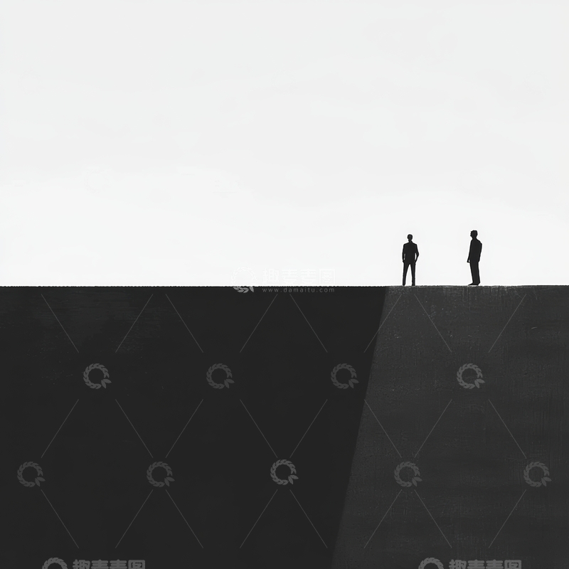 高清大图下载【趣麦麦图】黑白边界上的两个人影