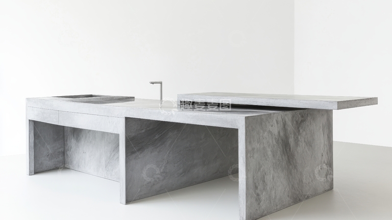 高清大图下载【趣麦麦图】现代简约混凝土厨房岛台设计