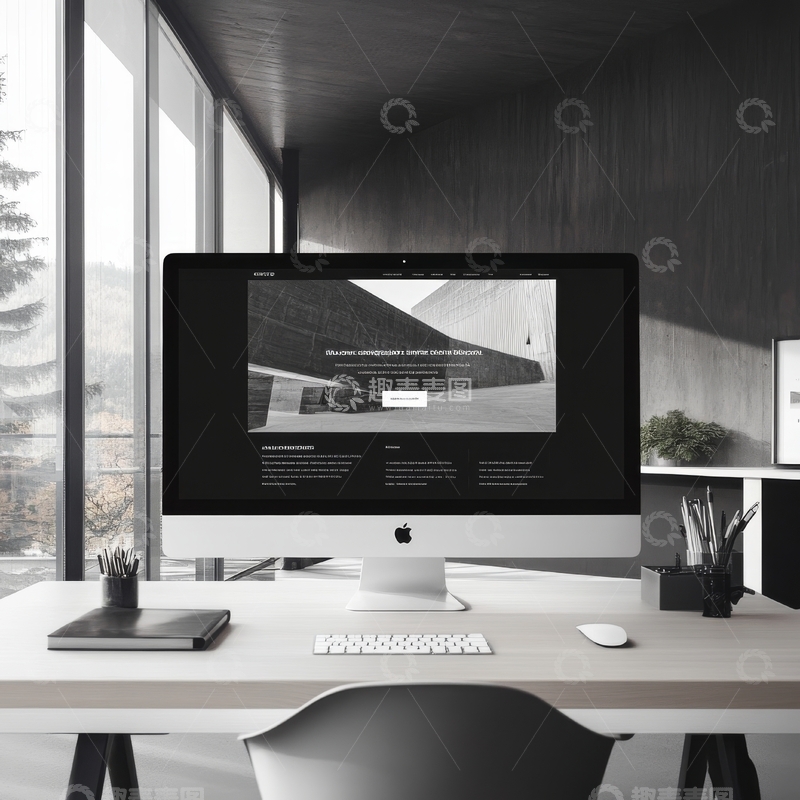 高清大图下载【趣麦麦图】现代办公桌上的电脑显示器