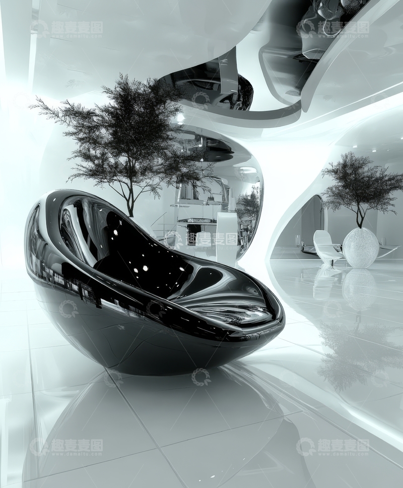 高清大图下载【趣麦麦图】现代室内设计中的黑色艺术浴缸