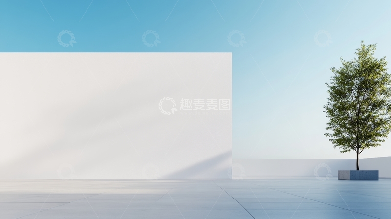 高清大图下载【趣麦麦图】简约现代建筑与绿植