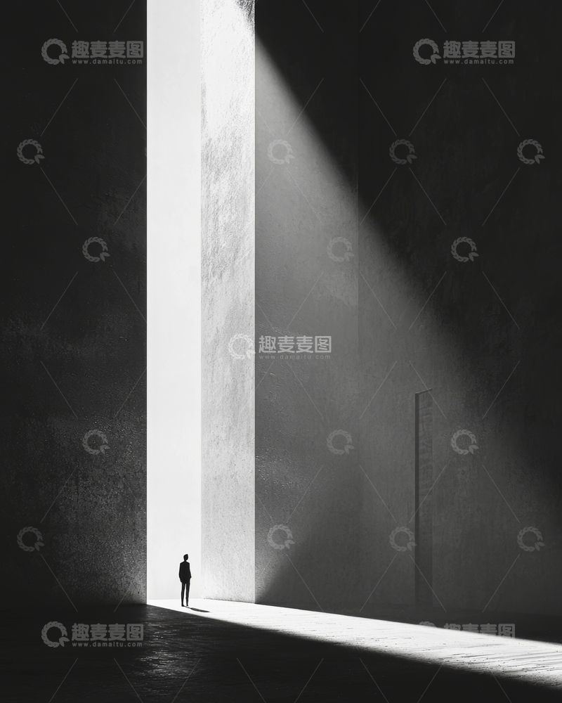 高清大图下载【趣麦麦图】光影中的孤独身影