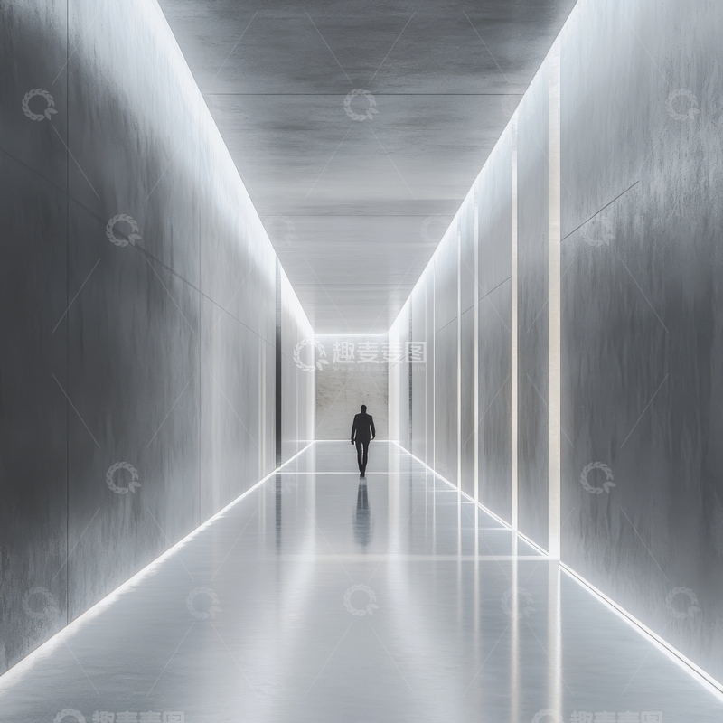 高清大图下载【趣麦麦图】长廊尽头的孤独身影