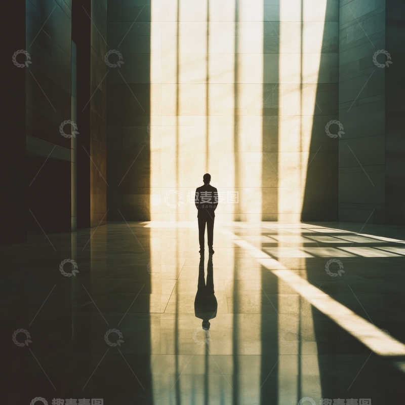 高清大图下载【趣麦麦图】光影中的孤独身影