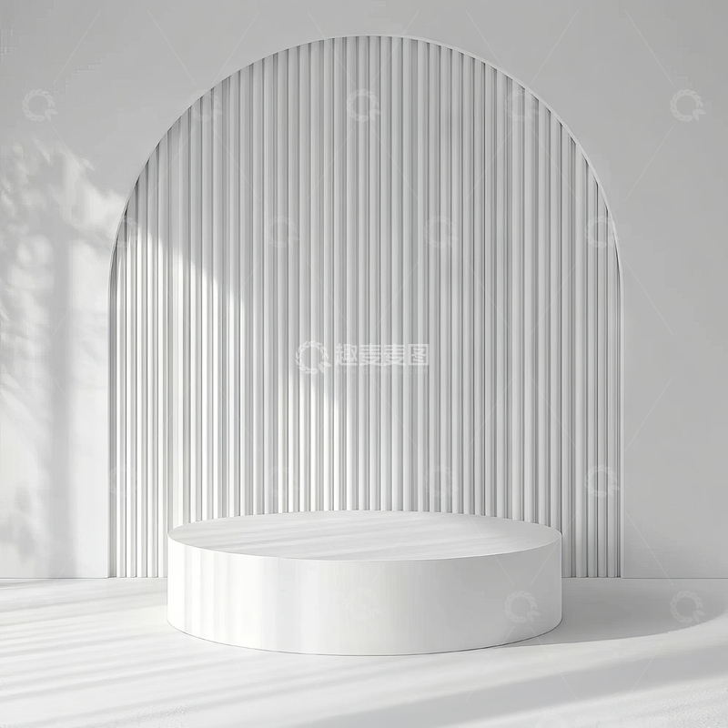 高清大图下载【趣麦麦图】简约白色拱形背景与圆柱展示台