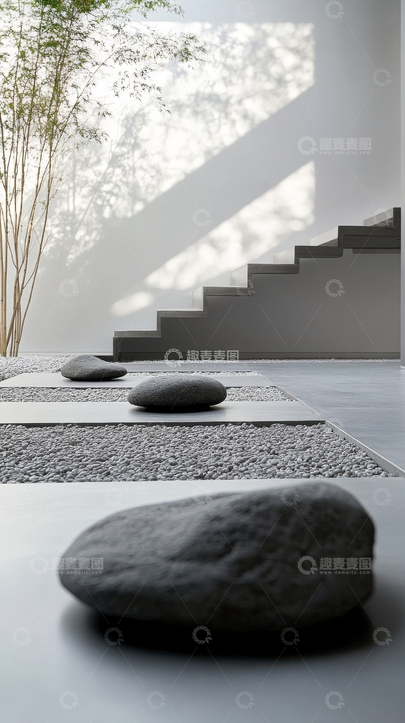 高清大图下载【趣麦麦图】现代室内设计中的石阶与光影