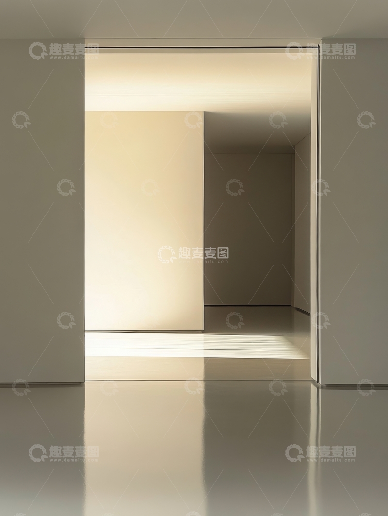 高清大图下载【趣麦麦图】明亮光线透过门缝照亮室内空间