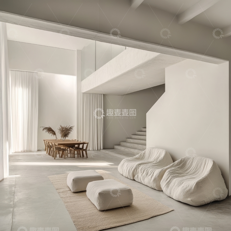 高清大图下载【趣麦麦图】现代简约室内设计，温馨客厅与餐厅