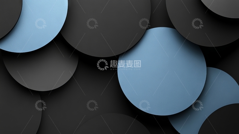 高清大图下载【趣麦麦图】蓝黑圆形图案抽象背景