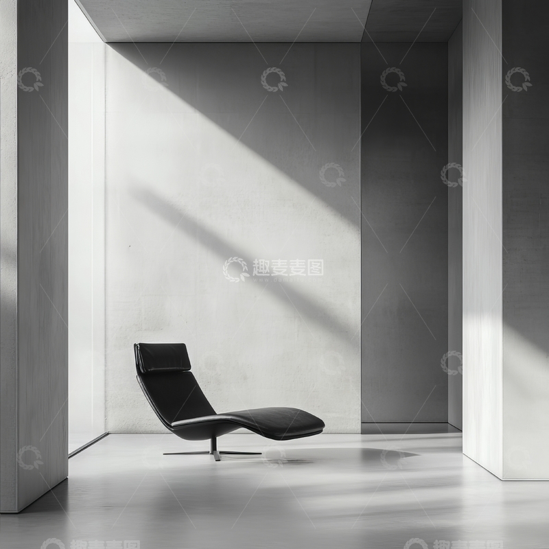 高清大图下载【趣麦麦图】现代简约室内设计中的黑色躺椅