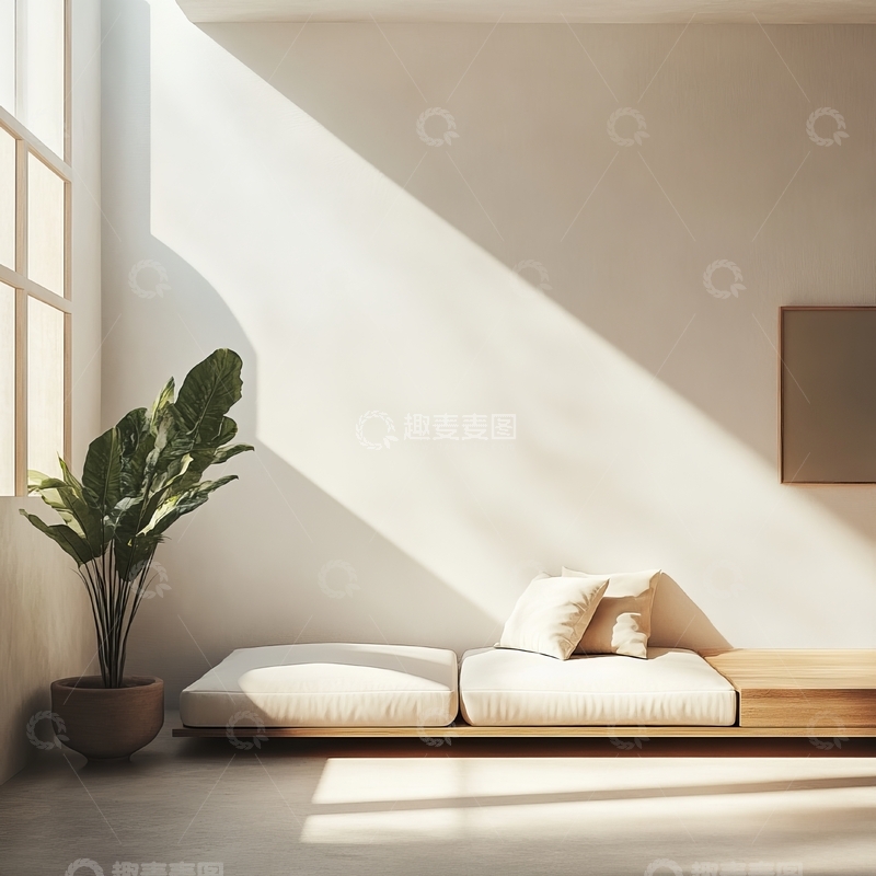高清大图下载【趣麦麦图】简约室内设计，阳光洒落的休息区