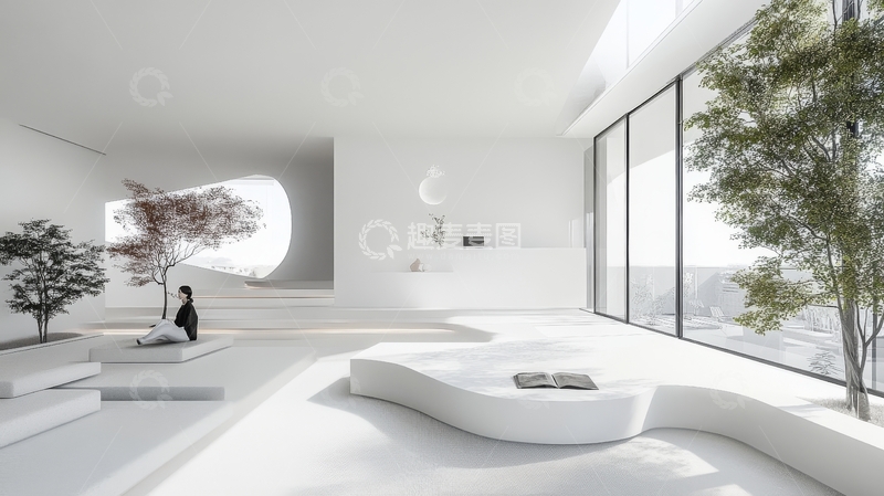 高清大图下载【趣麦麦图】现代简约室内设计，白色空间与自然光