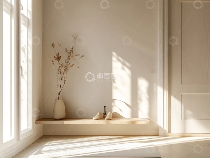 高清大图下载【趣麦麦图】阳光洒落的室内窗台静景