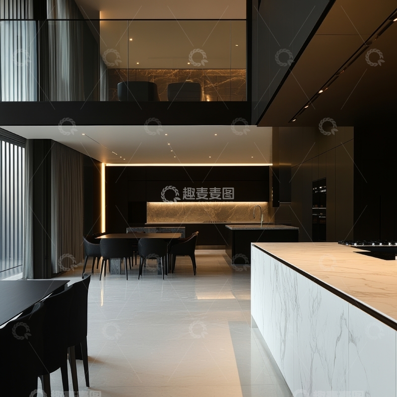 高清大图下载【趣麦麦图】现代简约厨房与餐厅设计