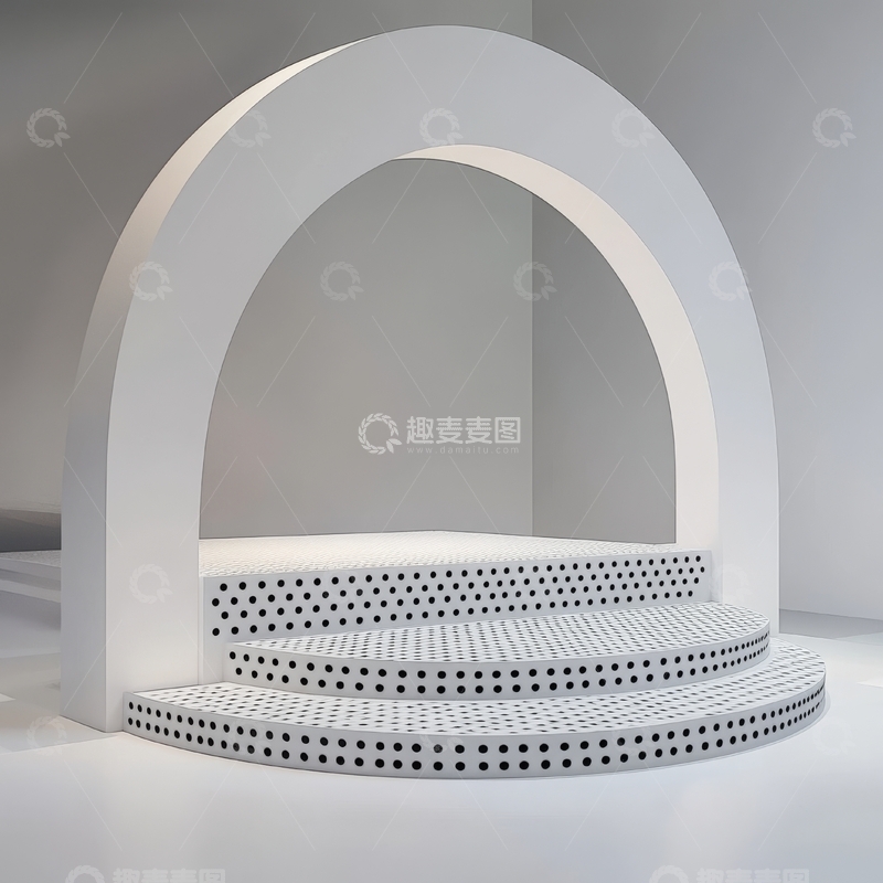 高清大图下载【趣麦麦图】现代简约风格的白色阶梯与拱门设计