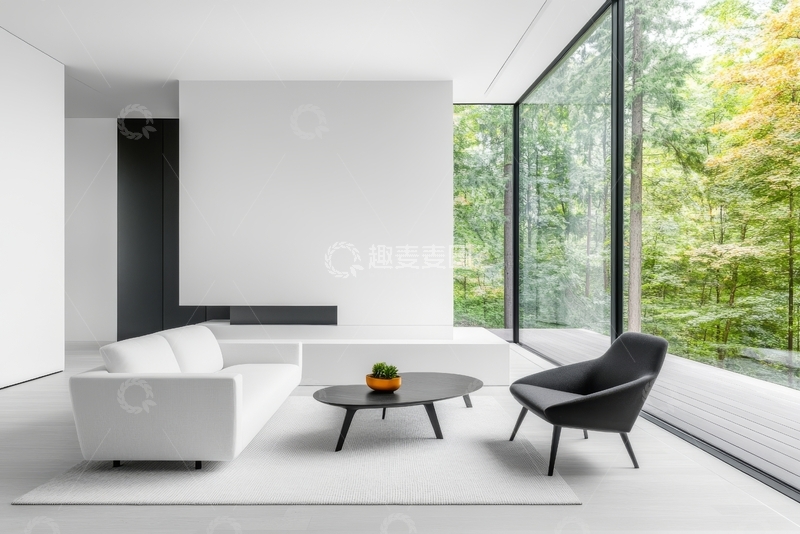 高清大图下载【趣麦麦图】现代简约客厅与自然景观
