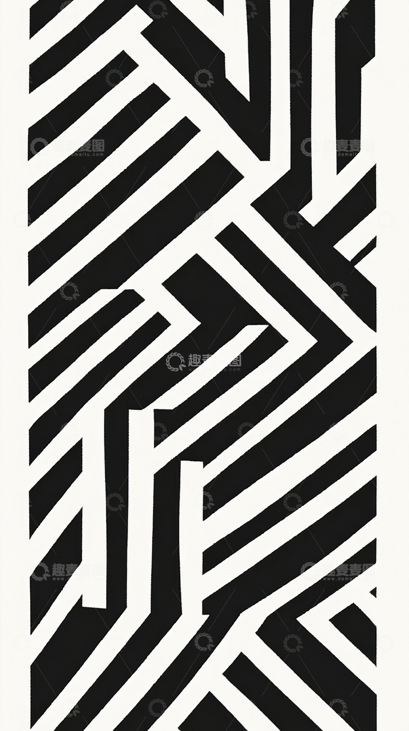 高清大图下载【趣麦麦图】黑白几何线条艺术图案