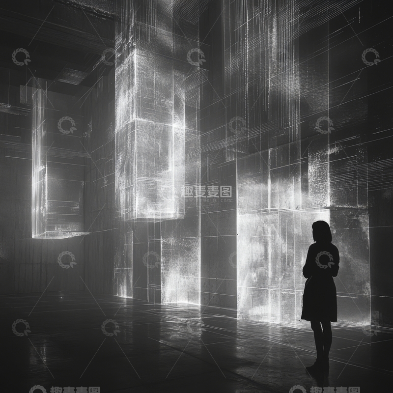 高清大图下载【趣麦麦图】光影交错的未来空间