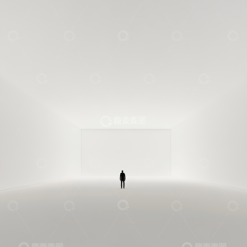 高清大图下载【趣麦麦图】孤影伫立于广阔白色空间