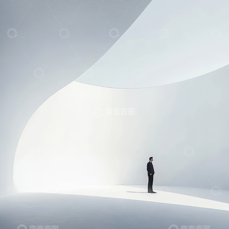 高清大图下载【趣麦麦图】一人置身于柔和曲线的光影空间