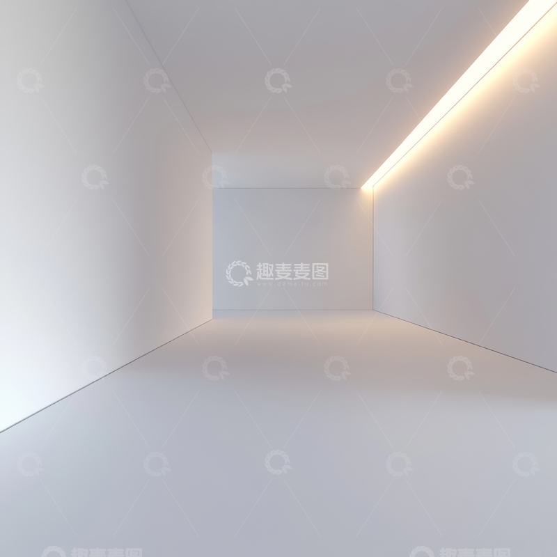 高清大图下载【趣麦麦图】简约白色空间，线条灯照明