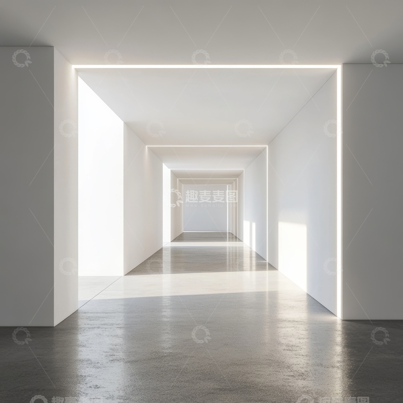 高清大图下载【趣麦麦图】现代简约长廊，光线明亮