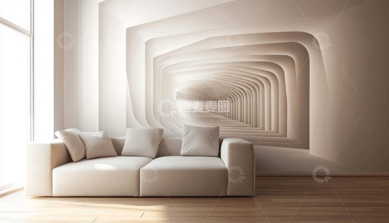 高清大图下载【趣麦麦图】现代客厅中的波浪形墙面设计