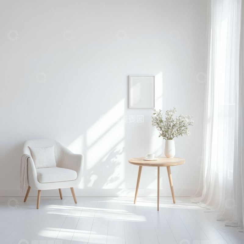 高清大图下载【趣麦麦图】简约室内设计，阳光洒落的温馨角落