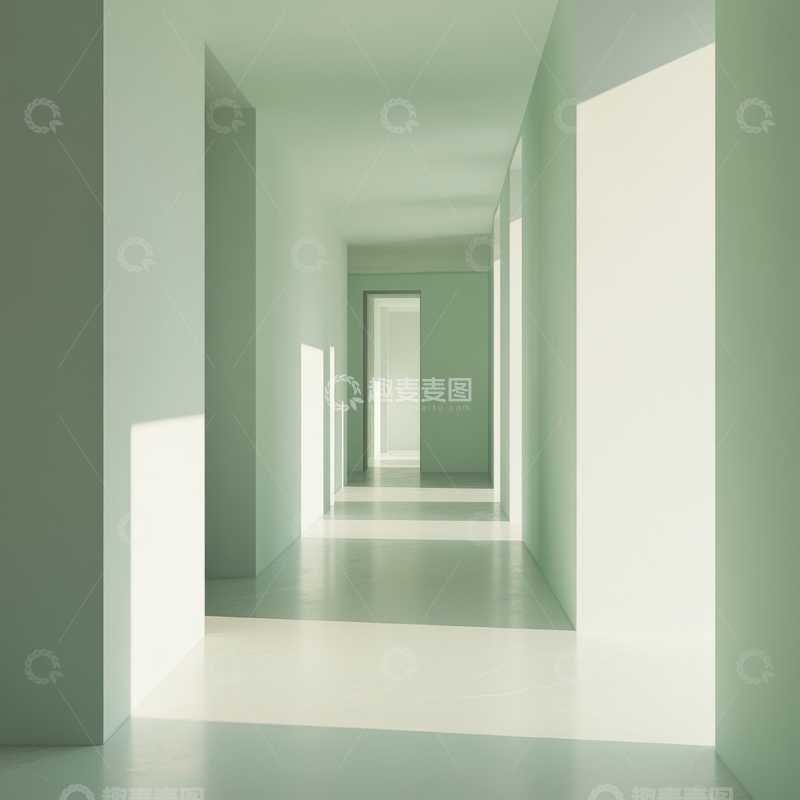 高清大图下载【趣麦麦图】简约长廊，柔和光线映衬
