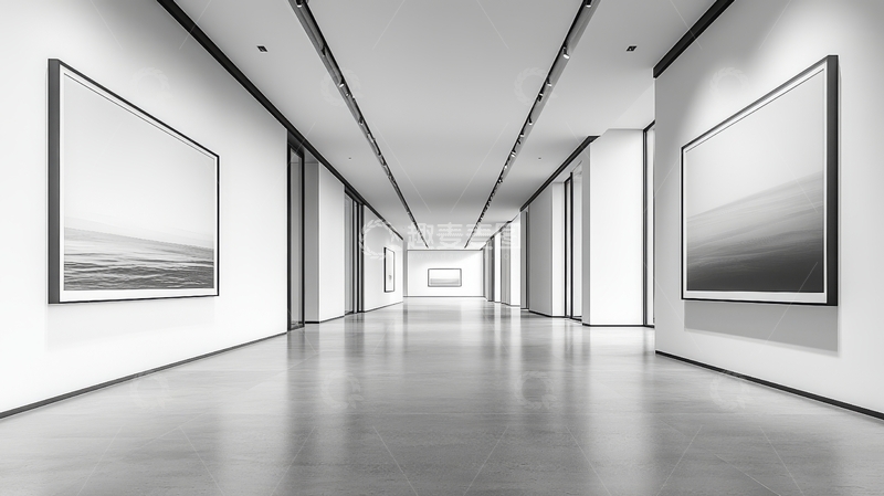 高清大图下载【趣麦麦图】现代艺术画廊的长廊