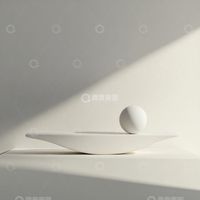 高清大图下载【趣麦麦图】白色球体置于盘上，光影交错