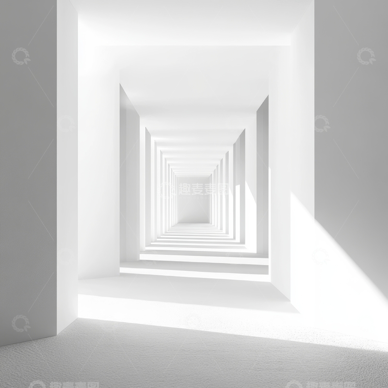 高清大图下载【趣麦麦图】白色几何隧道的光影效果