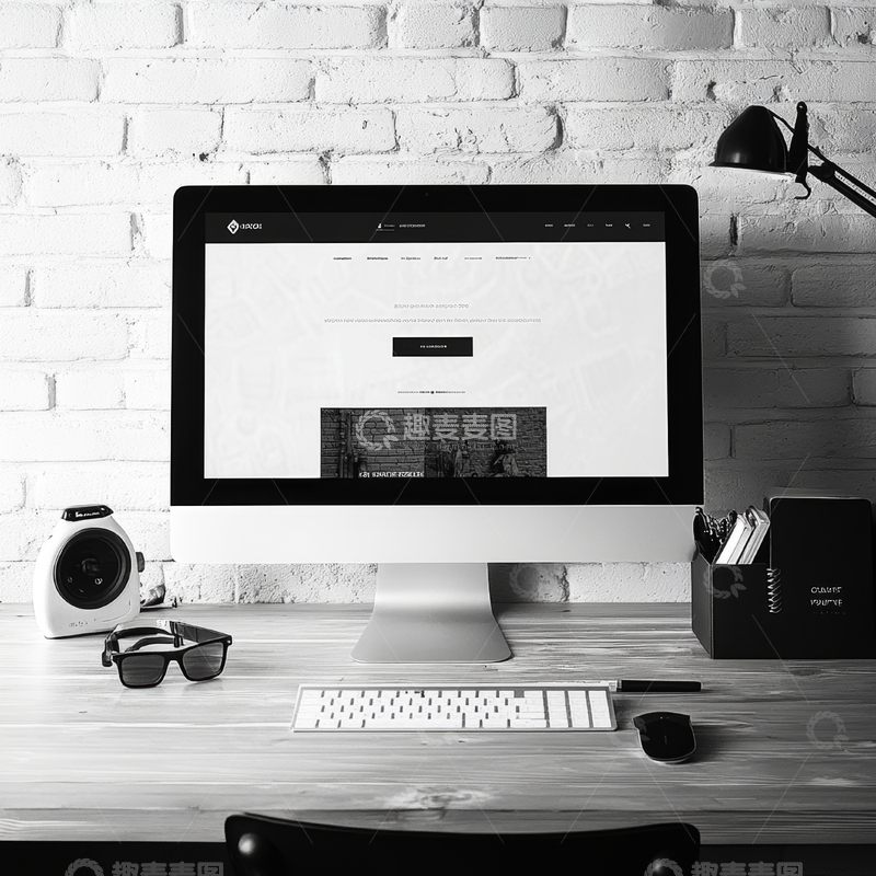 高清大图下载【趣麦麦图】简洁办公桌上的电脑与配件