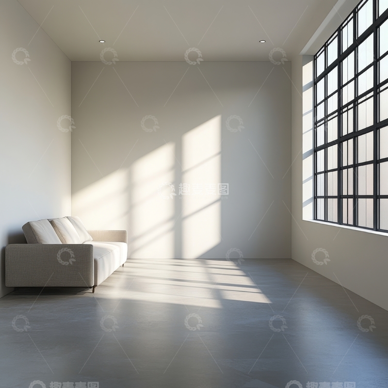 高清大图下载【趣麦麦图】简约客厅阳光透过窗户洒落