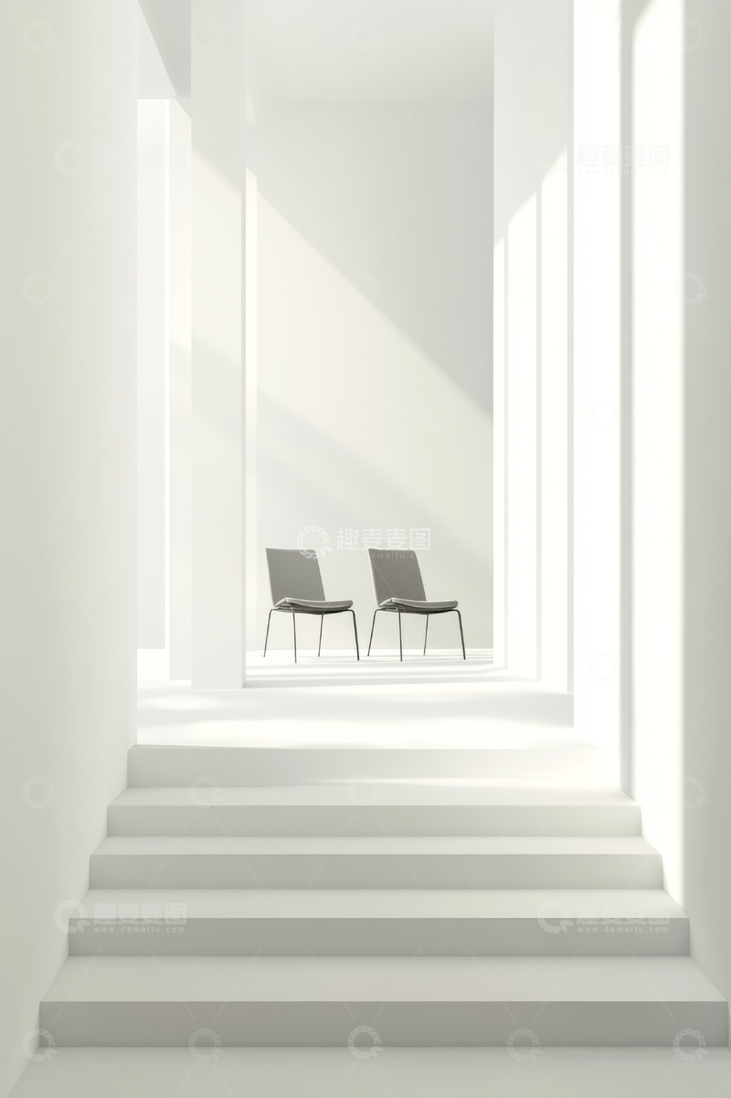 高清大图下载【趣麦麦图】明亮楼梯通向简约空间