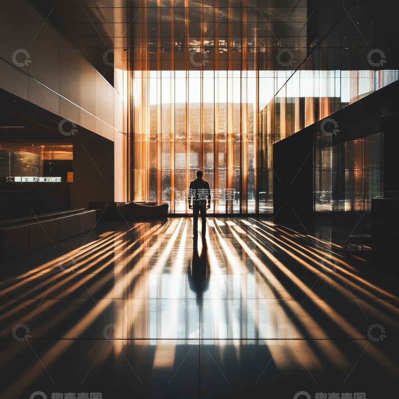 高清大图下载【趣麦麦图】光影交错的现代建筑内部