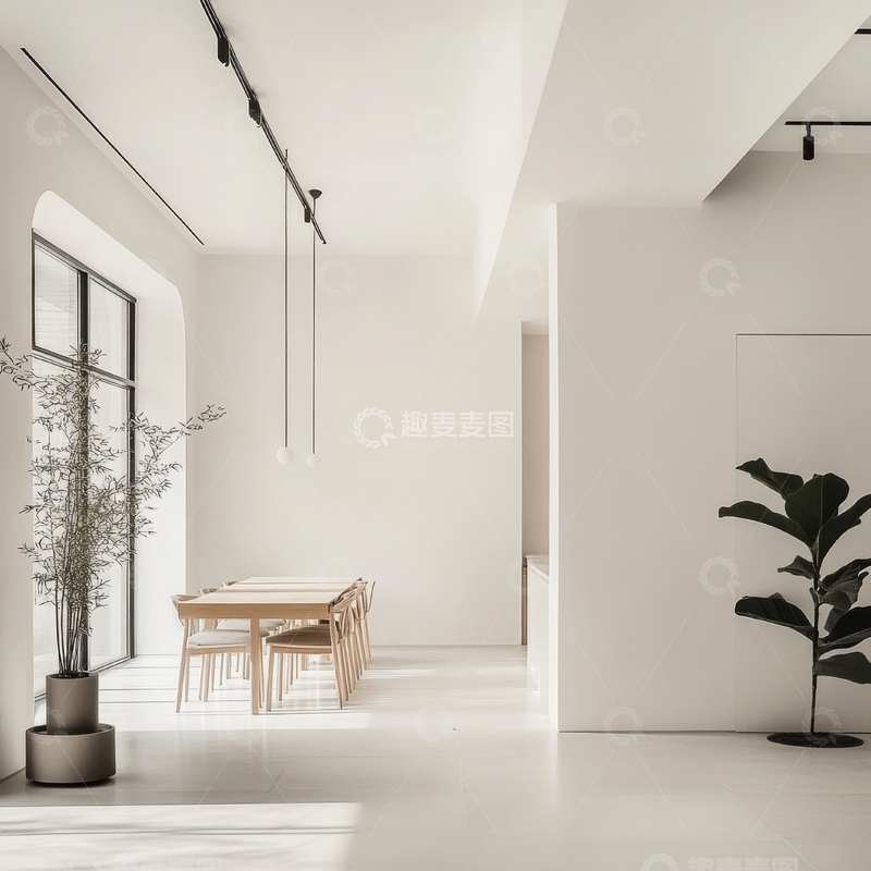 高清大图下载【趣麦麦图】简约现代室内设计，明亮宽敞的餐厅空间