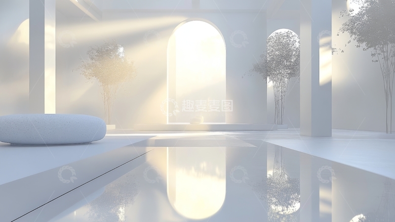 高清大图下载【趣麦麦图】明亮的室内空间与拱门光影
