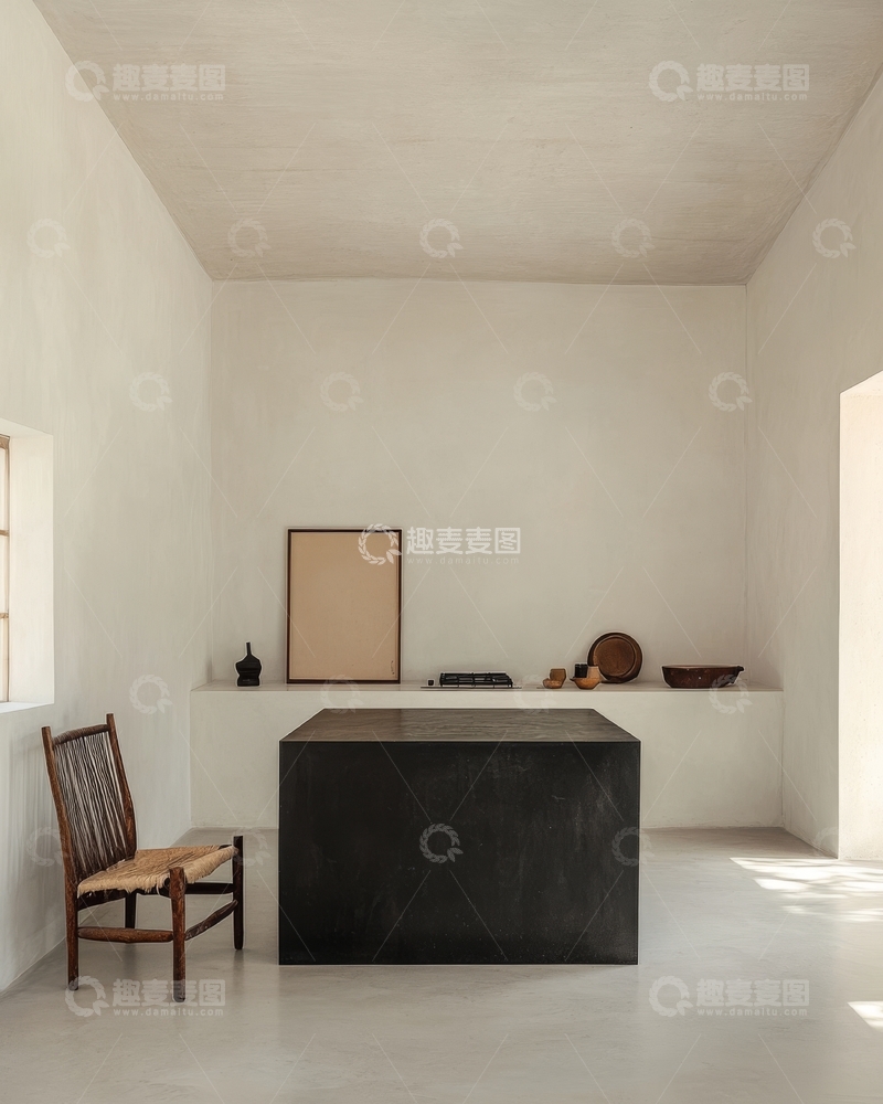 高清大图下载【趣麦麦图】简约室内设计，木质桌椅与装饰品