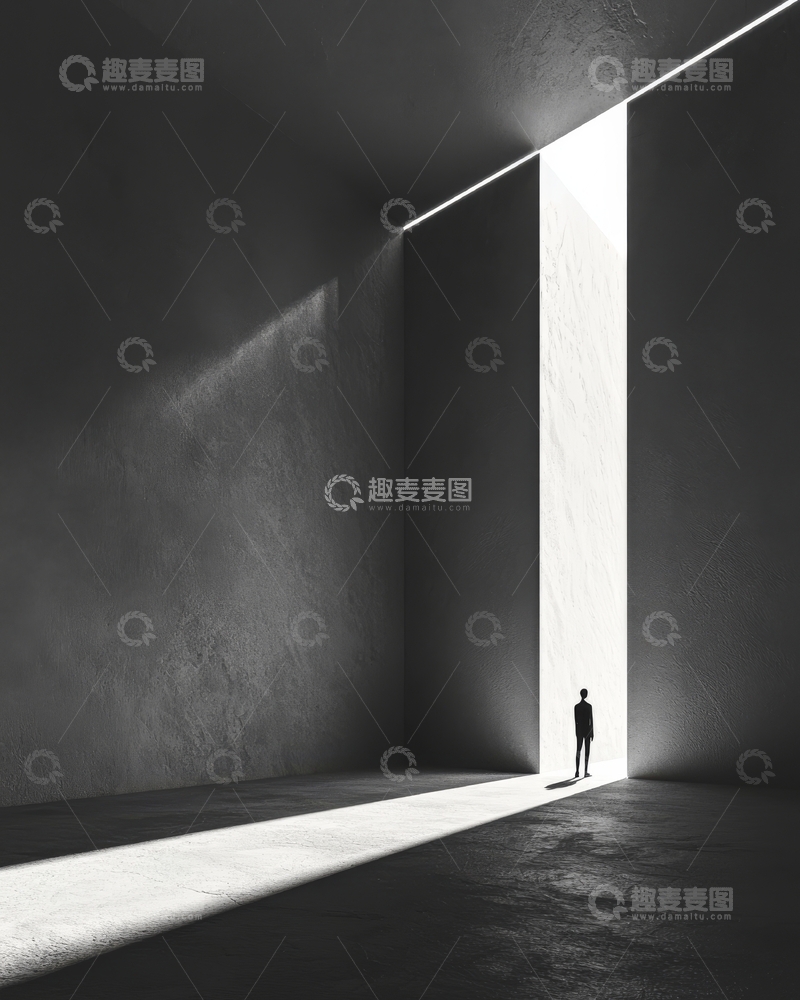 高清大图下载【趣麦麦图】光影中的孤独身影