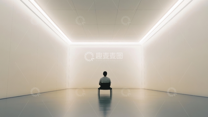 高清大图下载【趣麦麦图】一人独坐于空旷明亮的房间中央