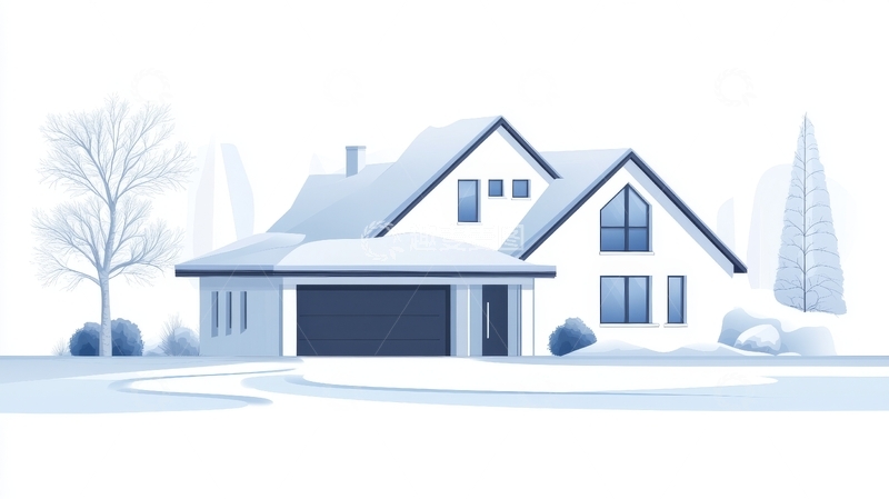 高清大图下载【趣麦麦图】冬季雪景中的现代住宅