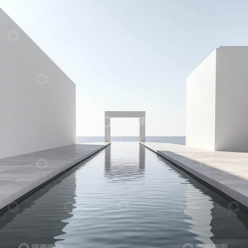 高清大图下载【趣麦麦图】现代建筑与水景的极简设计